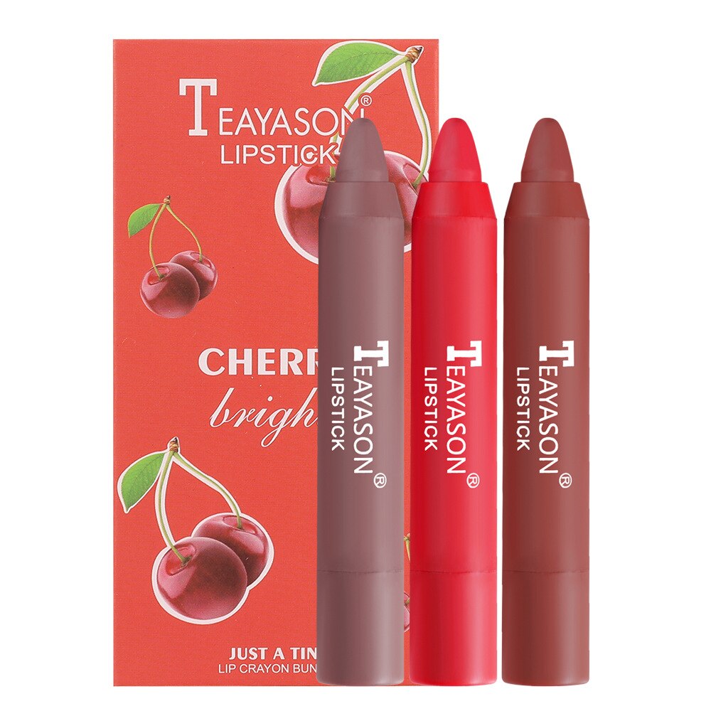 Graduation gifts 3-color matte crayon lipstick waterproof color rendering moisturizing easy color lasting lipstick pen cosmetics lipstick crayon