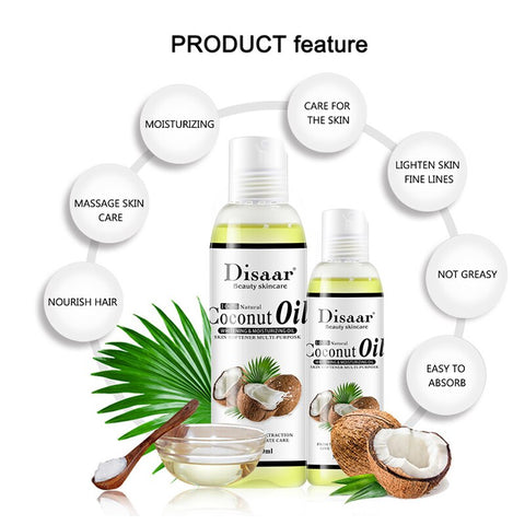 Coconut Oil Sooth Dry Skin Lighten Fine Lines Face Massage Oil Nourishes Hair Removes Frizz Hair Care Oil Firming Skin Body Oil