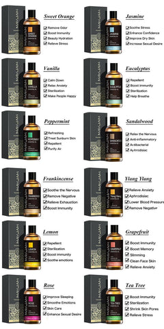 3.38Oz 100ml Mint Essential Oil Diffuser 100% Plant Aromatic Essential Oils Lavender Eucalyptus Vanilla Lemon Oil For Skin Care