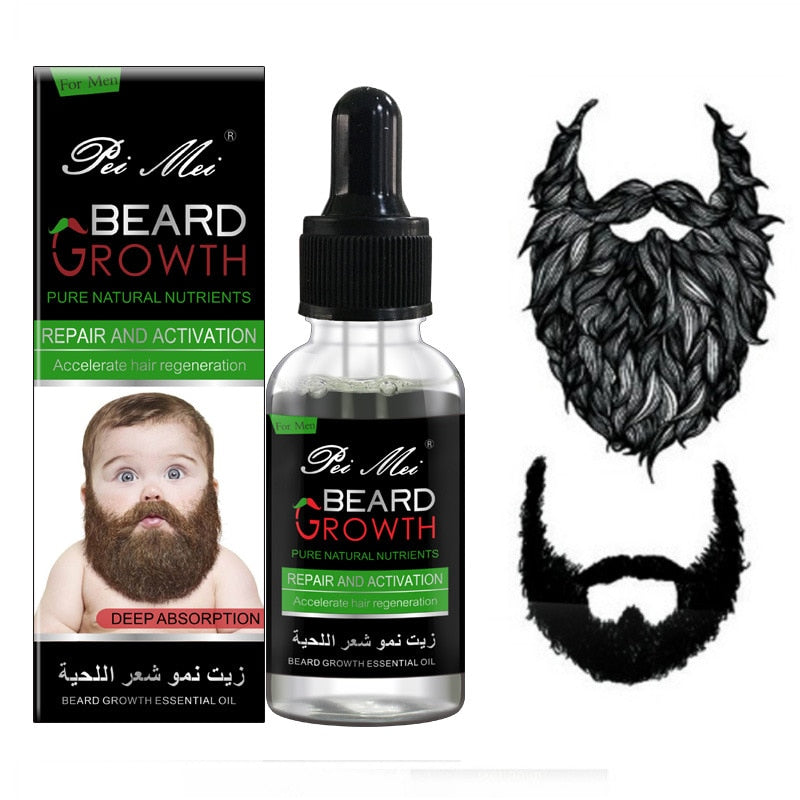 Men Beard Growth Oil Kit Soften Hair Growth Nourishing Enhancer Beard Wax Balm Moustache Oil Leave-In Conditioner Beard Care