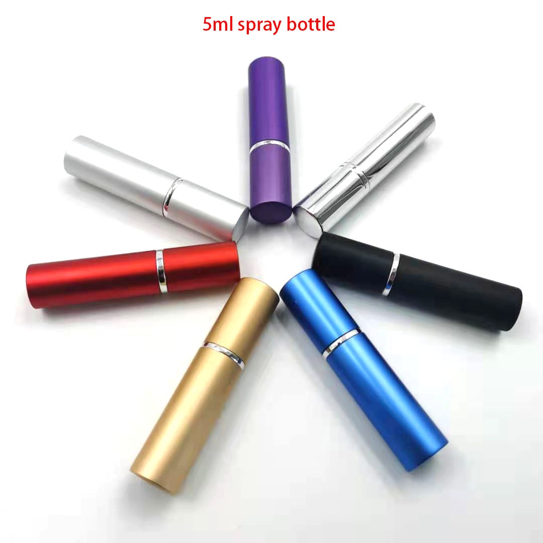 1PCS 5ml Refillable Portable Mini Perfume Glass Bottle Travel Aluminum Spray Scent Pump Atomizer Empty Metal  Atomizer Sprayer