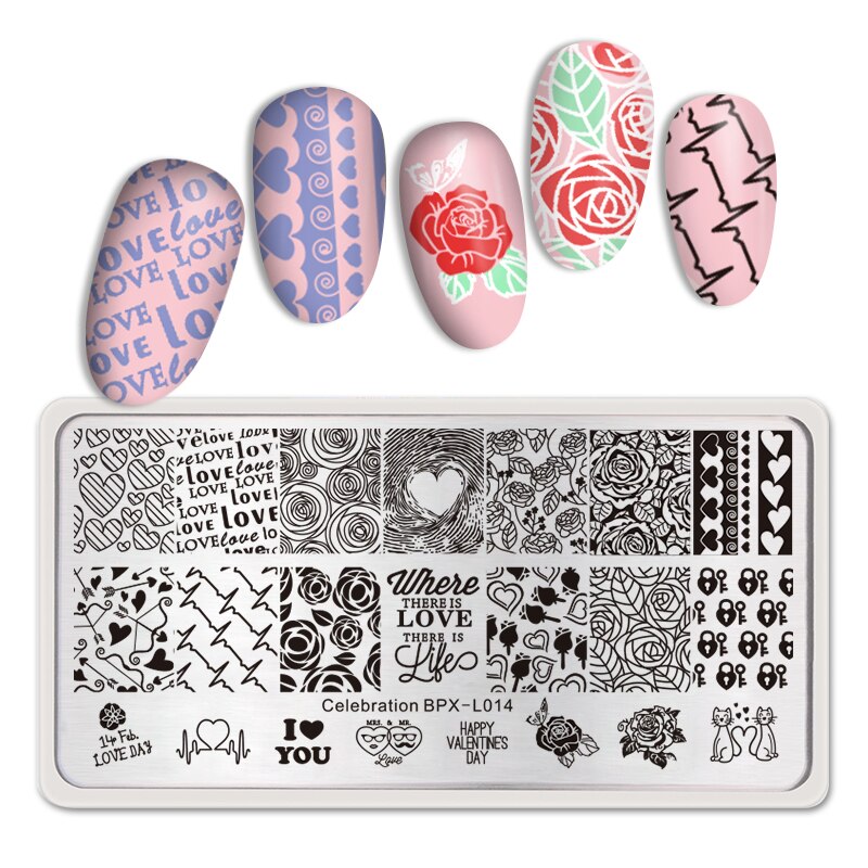 Christmas Gift BORN PRETTY Rectangle Nail Stamping Plates Stainless Steel Simple Texture Theme Nail Art DIY Design Stamp Template