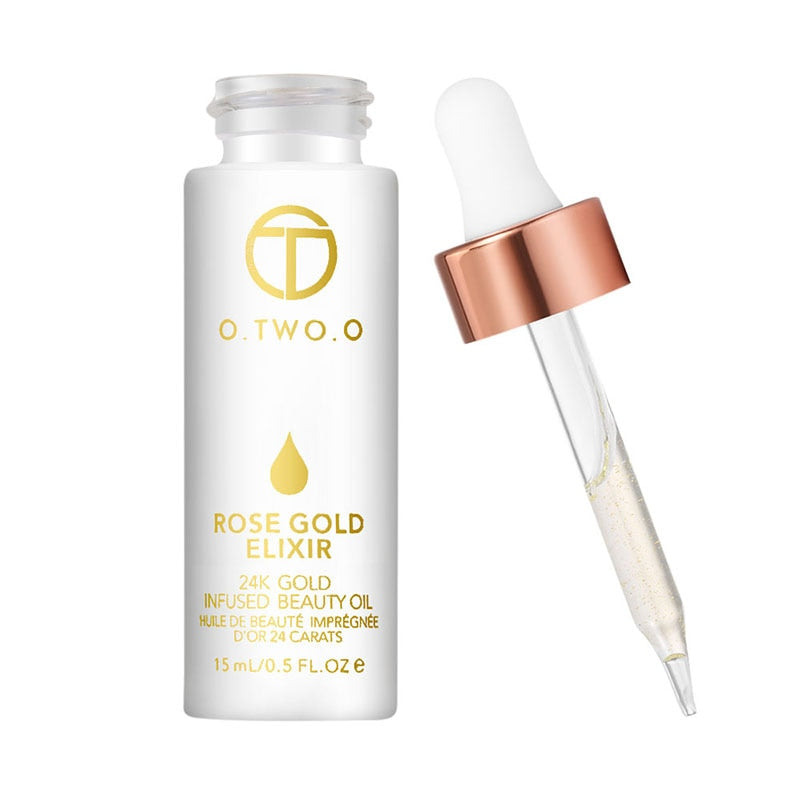 O.TWO.O 24k Rose Gold Elixir Skin Make Up Oil Face Essential Oil Before Primer Foundation Moisturizing Face