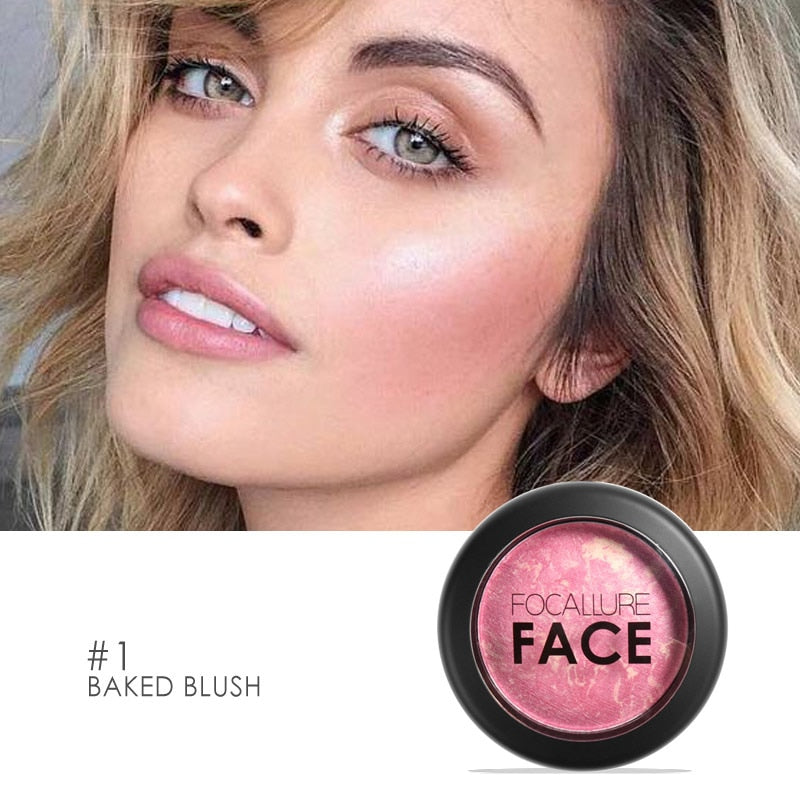 Beyprern 6 Colors Face Blush Natural Cheek Long Lasting Easy To Wear Professional Baked Blush Mineral Base Blusher Palette