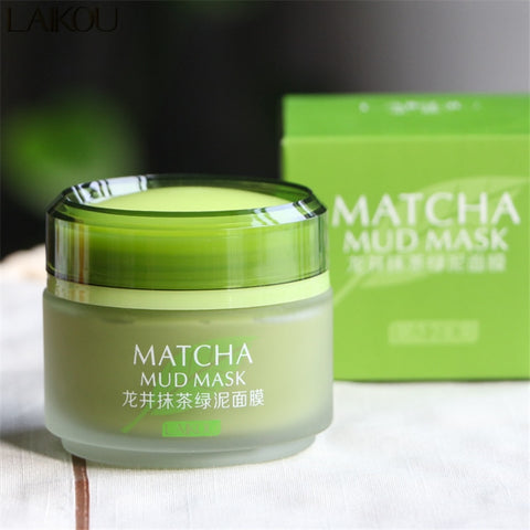 LAIKOU Matcha Mud Facial Mask Cream Deep Cleaning Oil-Control Moisturizing Blackhead Remover Acne Treatment Pore Cleanser Mud