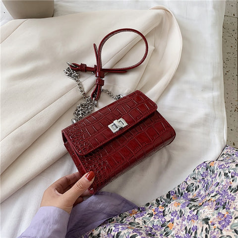 Crocodile pattern Mini Square Crossbody bag 2022 New High-quality Leather Women's Designer Handbag Chain Shoulder Messenger Bag