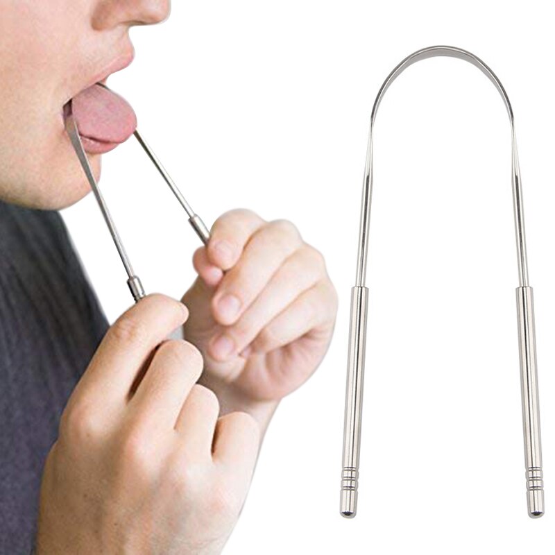 Stainless Steel Tongue Scraper Cleaner Fresh Breath Cleaning Coated Tongue Toothbrush Oral Hygiene Care Tools TXTB1