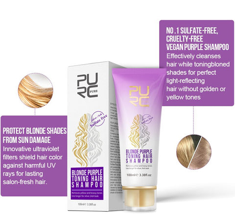 PURC 100ml Purple Shampoo For Blonde Hair Brassaway Revitalizing Shampoo Sulfate Free Color Treated Shampoo No Yellow Shampoo