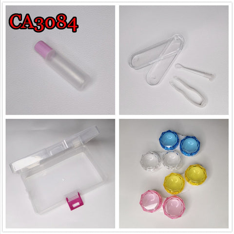 Contact Lens Case 4 Pairs Crystal Lenses Box Travel Kits for Contact Lenses Contacts Water Container CA3084