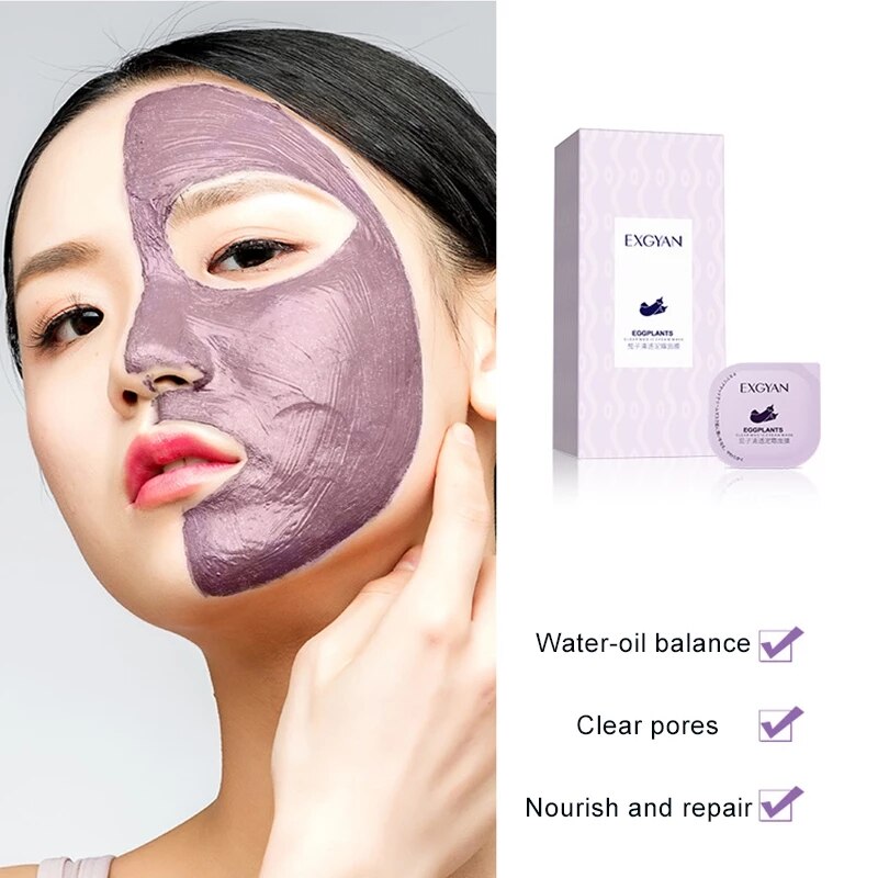 Beyprern New Natural Eggplant Extract Mud Facial Mask Oil Control Moisturizing Acne Blackhead Deep Cleaning Mask For Eensitive Face