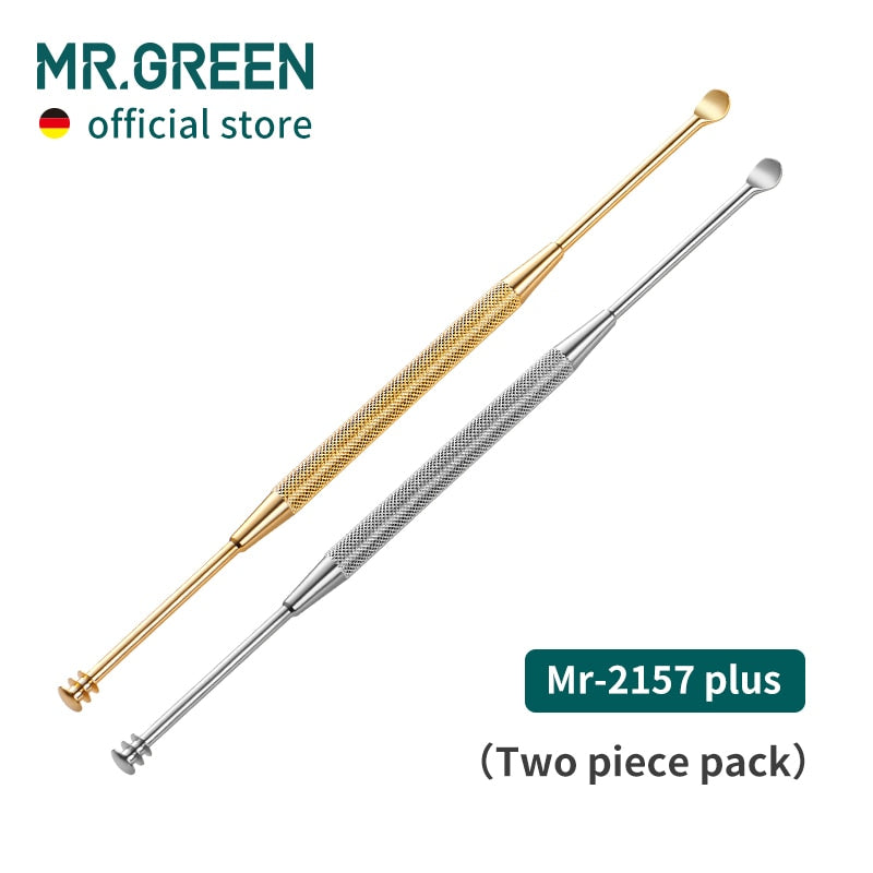 MR.GREEN Double End Ear Pick 360° Cleaning Three Ring Ear Wax Removal Ear Remover Cleaner Stainless Steel Spoon Ear Care Tools