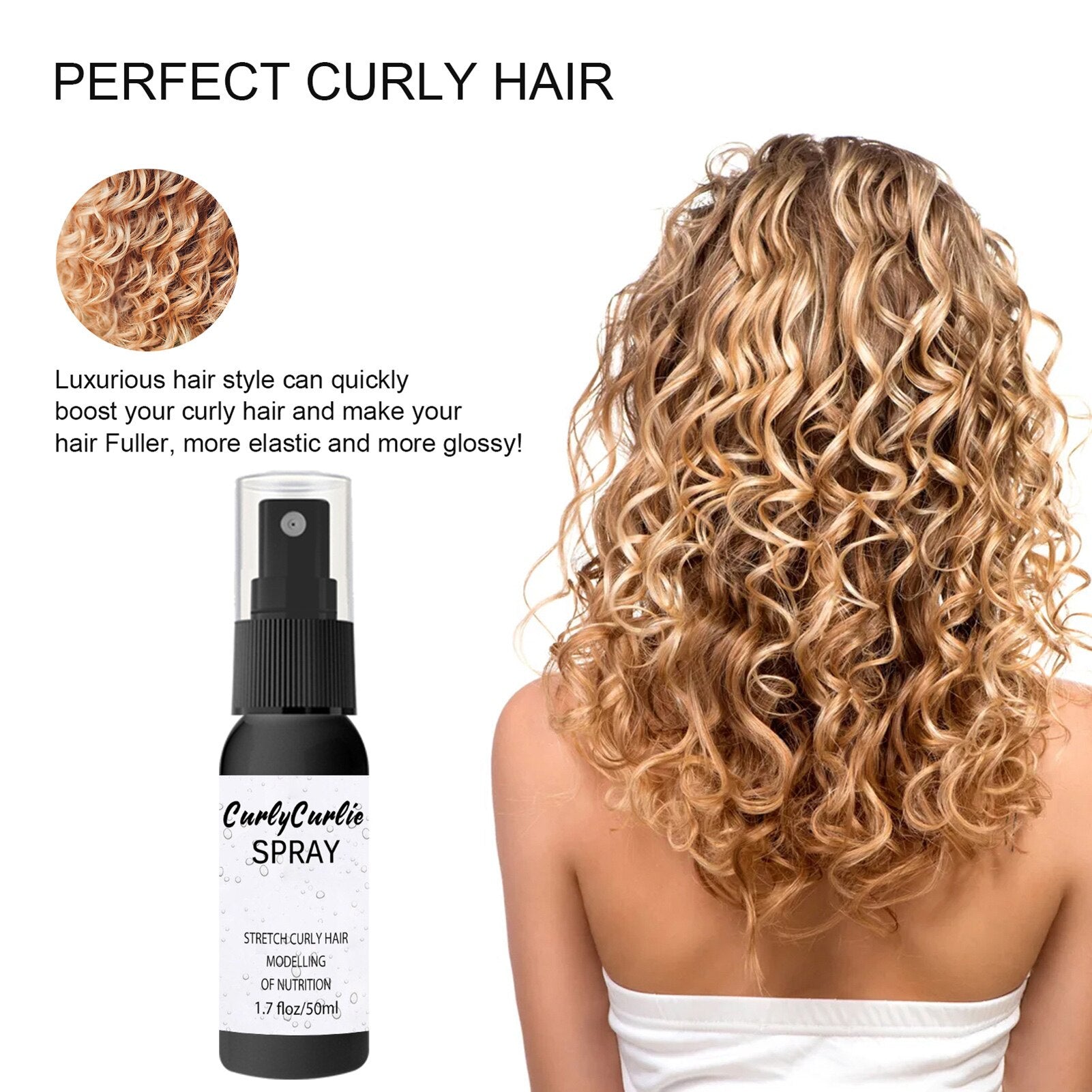 50ml Fluffy Volumizing Hair Capacity Styling Glue Spray Non Greasy Non-sticky Long-lasting Hair Shape Spray Curly Curlie Spray