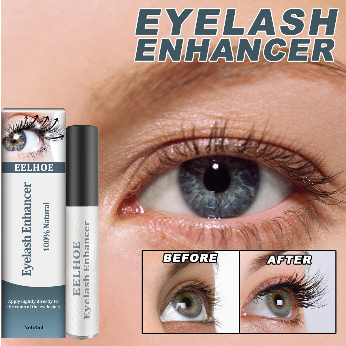 Beyprern Effective Eyelash Growth Serum Eyebrow Rapid Growth Nourishing Essence Makeup Eyelash Enhancer Lengthening Thicker 3Ml