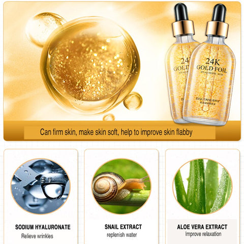 24k Gold Face Serum Hyaluronic Acid Serum Moisturizer Whitening Day Creams Anti Aging Anti Wrinkle Acne Shrink Pore Skin Care