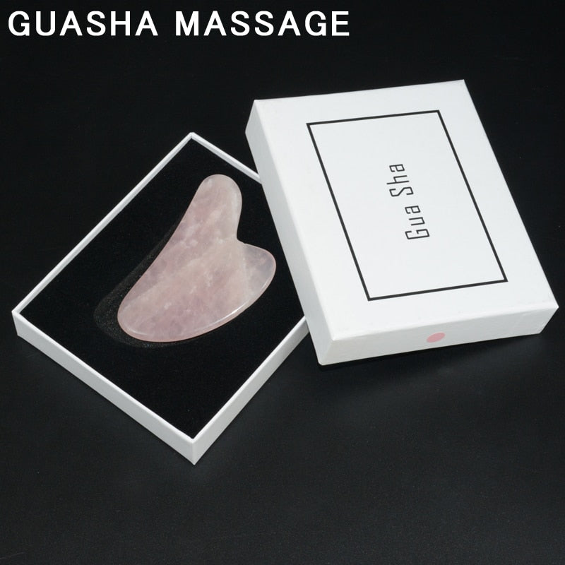 Guasha Massage For Face Rose Quartz Premium Body Natural Stone Neck Tools Beauty Care Set Box Facial Spoon Board Jade Gua Sha
