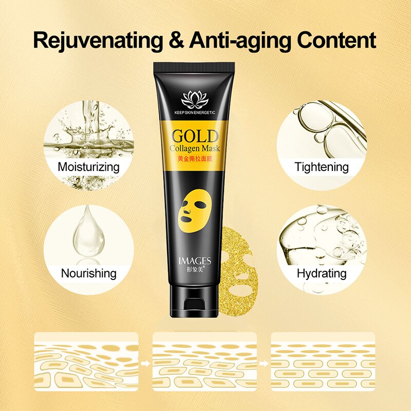 Deep Cleansing Gold Collagen Peel Off Mask Blackhead Remove Whitening Lifting Firming Skin Anti Wrinkle Golden Face Mask