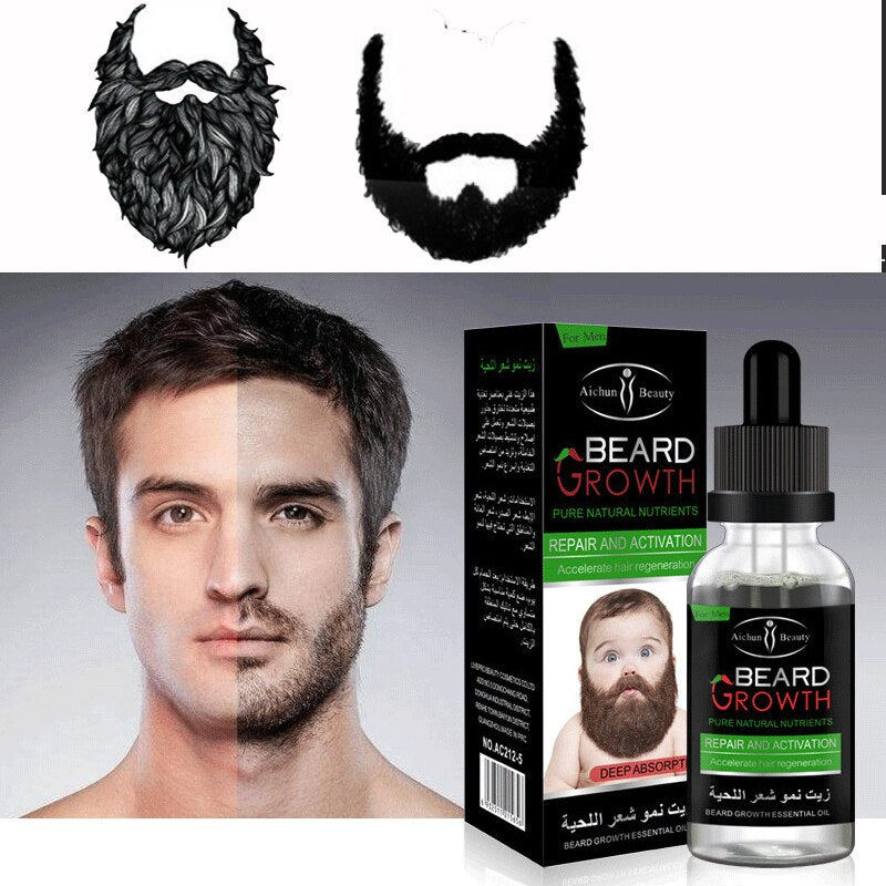Men Beard Growth Oil Kit Soften Hair Growth Nourishing Enhancer Beard Wax Balm Moustache Oil Leave-In Conditioner Beard Care