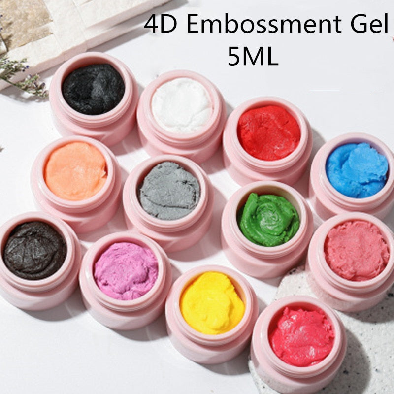 Beyprern 12 Colors Sculpture Nail Gel 4D Carved Plasticine UV Glue Varnish Creative DIY Nail Art Painting 3D Embossment Gel Manicure Tool