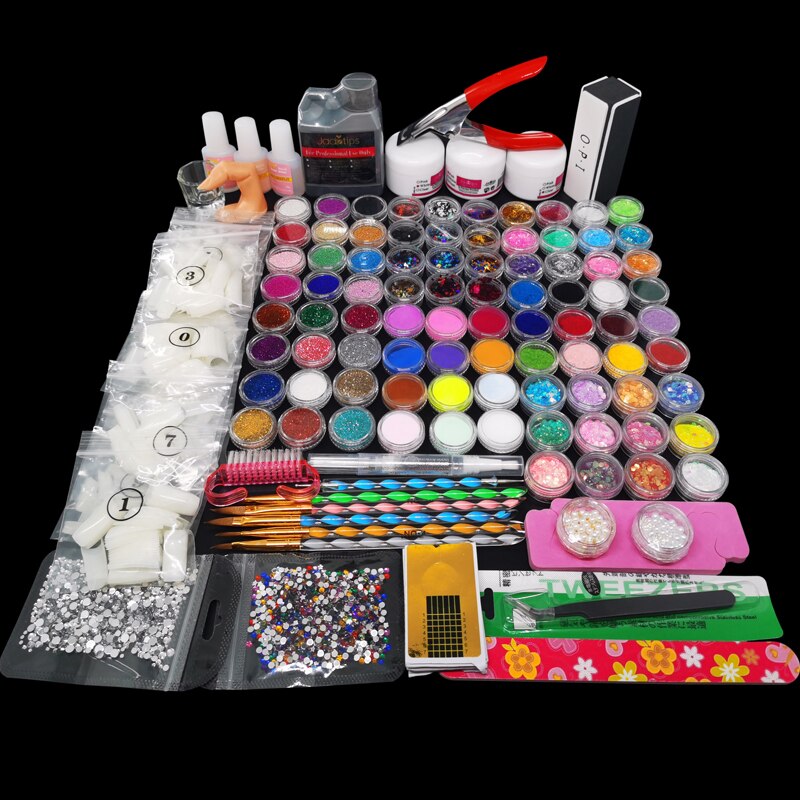 Pro Acrylic Nail Kit Full Manicure Set For Nail Art Acrylic Powder Liquid Tips Brush Tools Kit For Manicure Set With nail pearls