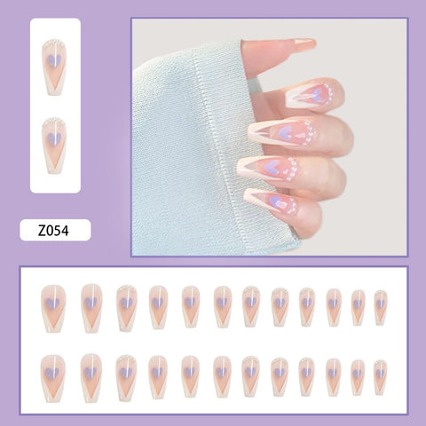 Graduation gifts Fairy nail art Pearl decoration Wearable False Nails with glue 24pcs per box with wear tools