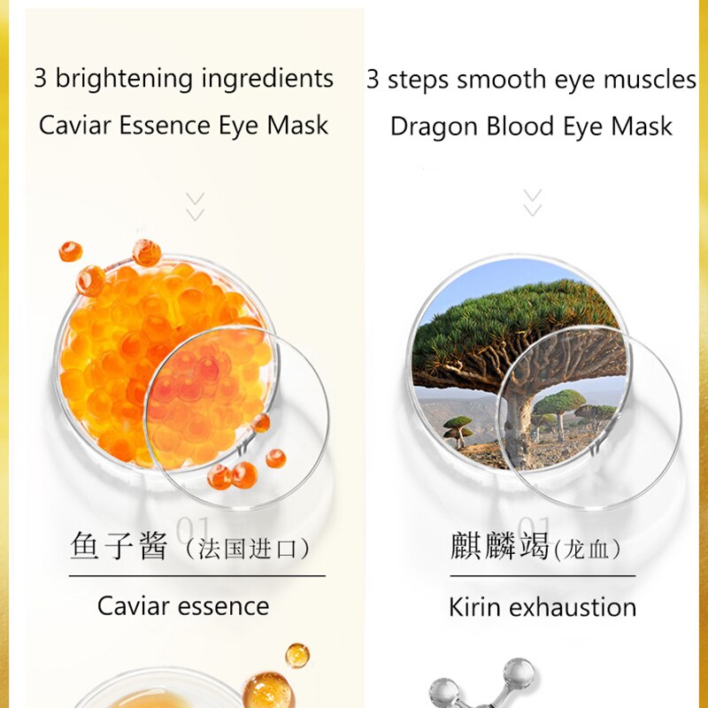 Caviar Dragon Blood Eye Mask Multi Effect Eye Mask Improve Dark Eye Circle Brighten Skin Relieve Fatigue Soothe Skin Eye Patches