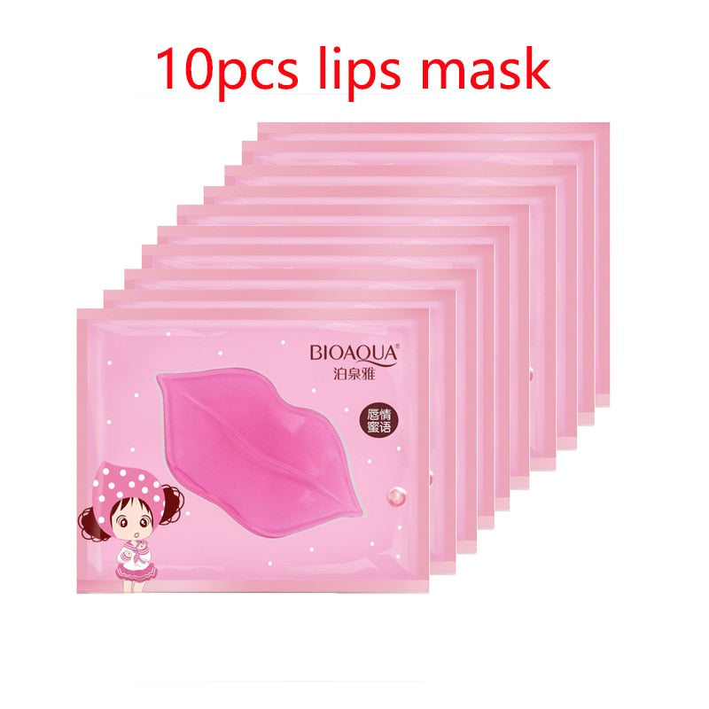 Beyprern 10Pcs Strawberry Lips Mask Natural Fruit Collagen Nourishing Moisturizing Repairing Tender Sexy Lips Prevent Chapped Lips Care