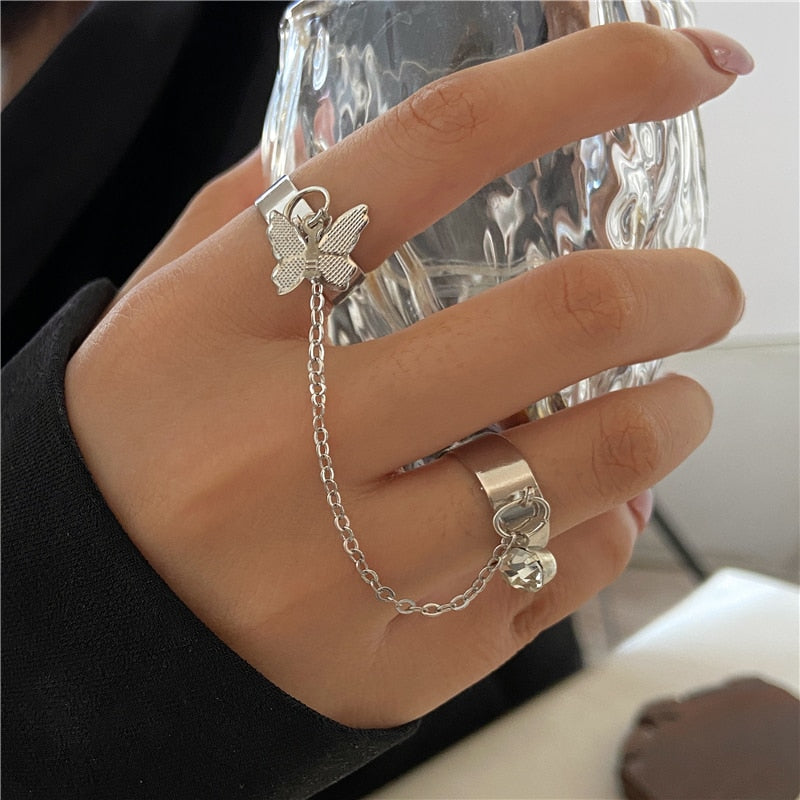 17KM Fashion Silver Color Metal Alloy Rings Set Women Hollow Round Opening Finger Ring For Girl Lady Party Wedding Jewelry Gifts