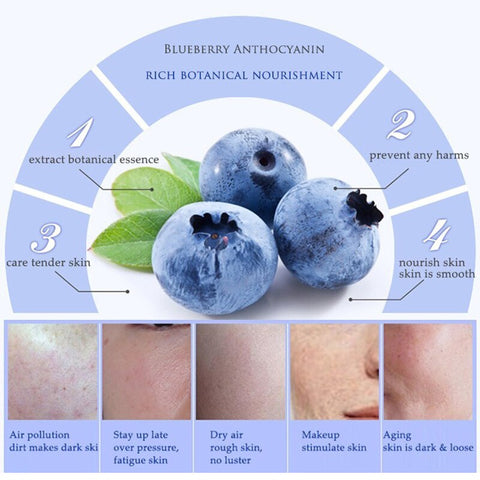 Skin Care Blueberry Hyaluronic Acid Liquid Anti Wrinkle Anti Aging Collagen Face Essence Whitening Moisturizing Facial Serum