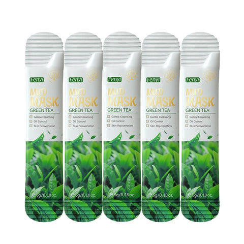 5pcs Green Tea Mud Mask Daub Mask Portable Travel Natural Plants Oil-Control Deep Cleansing Tender Smooth Whitening Skin Care