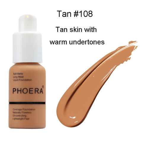 PHOERA Face Foundation Cream Concealer Brighten Waterproof Full Coverage Professional Facial Matte Base Make Up Primer