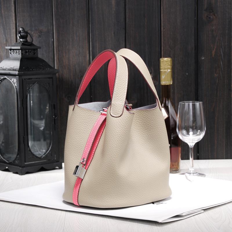 Beyprern Genuine Leather Bucket Bag Women Mini Shoulder Bags Europe Style tote bag Candy Color Handbag For Women Fmaous Brands xj0819
