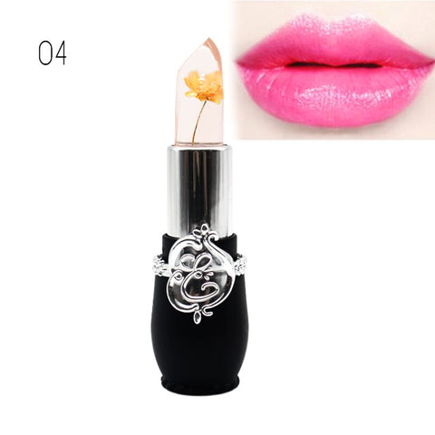Flower Crystal Jelly Lipstick Magic Temperature Color Changing Lip Balm Moisturizing Long Lasting Beauty Lipstick Makeup