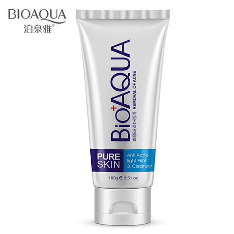 BIOAQUA Brand Oil Control Acne Facial Cleanser Moisturizing Oil Control Shrink Pores to Black Women Deep cleansing Lotion 100g