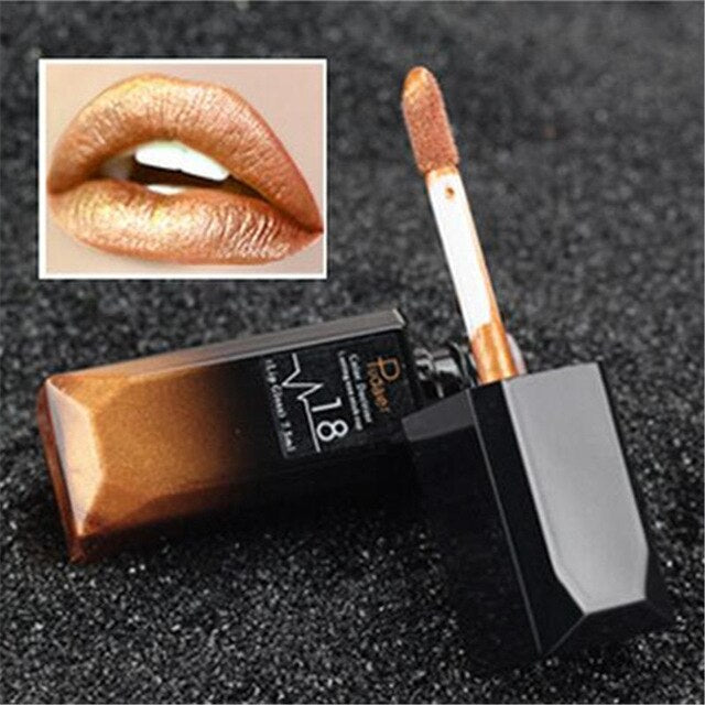 Pudaier 21 Colors Metallic Liquid Lip Gloss Waterproof Matte Lip Gold 24 Hours Long Lasting Velvet Lipstick Makeup Cosmetics