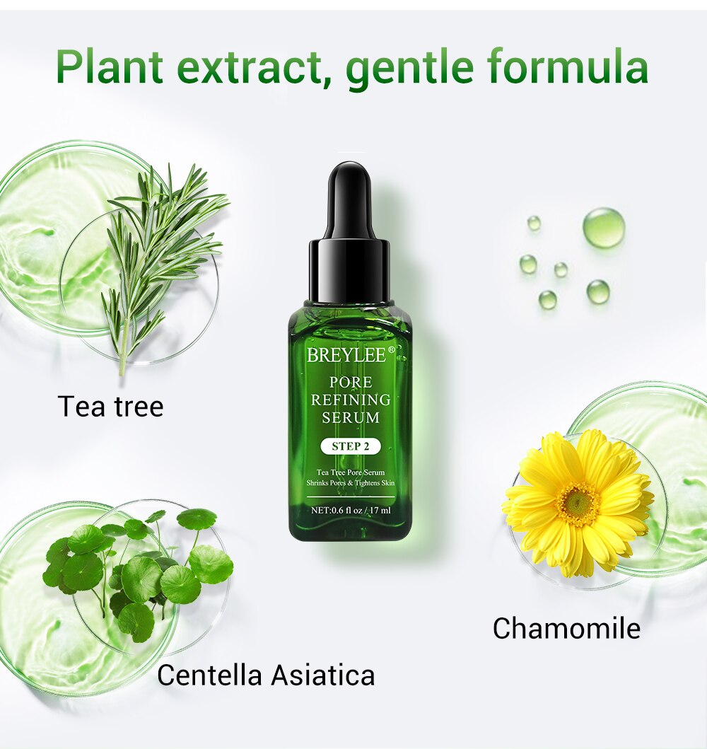 Tea Tree Essential Oil Shrink Pores Face Essence Deep Moisturizing Centella Sooth Skin Anti Acne Repair Face Serum Skin Care