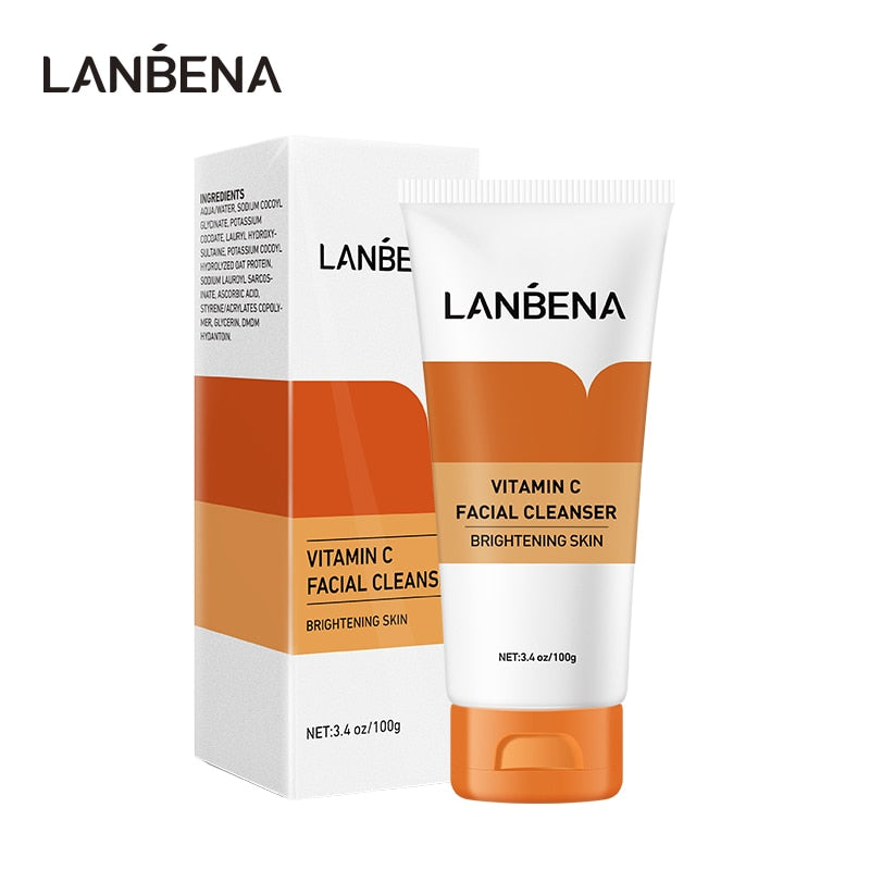 LANBENA Face Cleanser VC Whitening Cleansing Facial Foam Acne Treatment Repair Ectoin 24K Gold Peptide Anti Aging Skin Care 100g