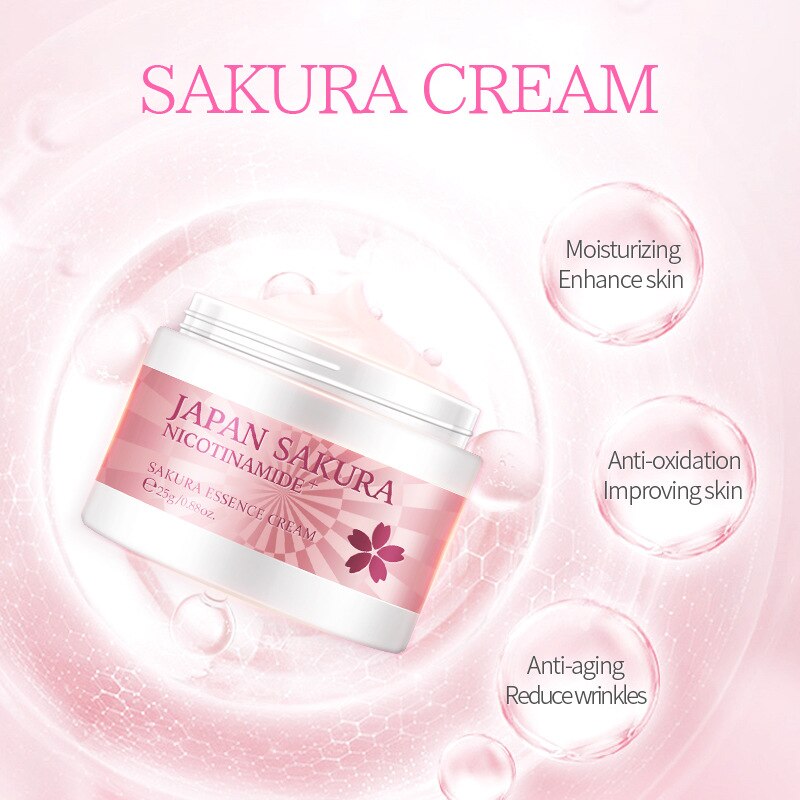 Face Skin Care Set Cherry Blossom Essence Moisturizing Collagen Eye Cream & Face Serum & Facial Mud Mask Beauty Makeup Set