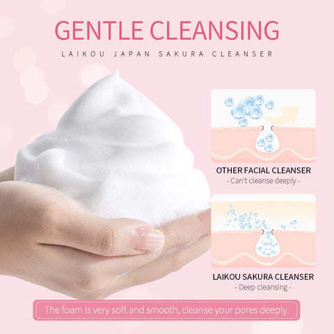 Sakura Cleanser  Foam Deep Clean Remove Grease Improve Oily Face Wash Cream Gentle Moisturizing Remove Blackhead Cleanser 50g