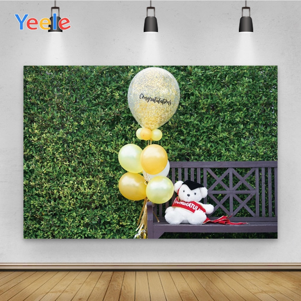 Yeele Photo Backdrop Customized Bench Bear Graduation Party Decor Baby Shower Vinyl Background Props Photocall For Studio Shoots
