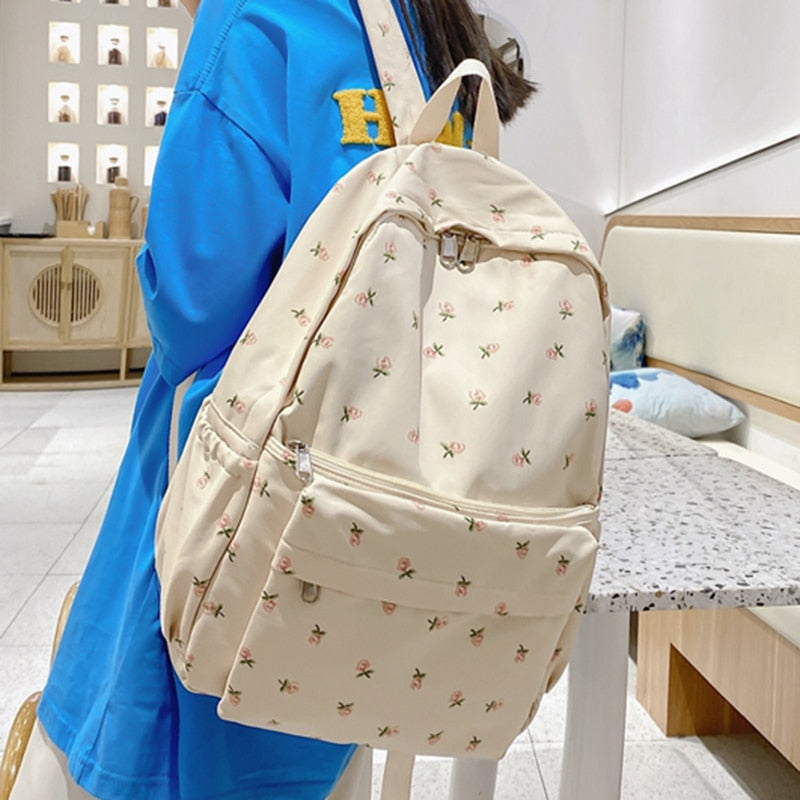 Beyprern  Women College Student Backpack Double Shoulder Large Capacity Travel Laptop Rucksack Book Schoolbag For Teenage Girl 2023 New