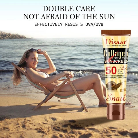 Collagen Snails Facial Body Sunscreen Whitening Sun Cream Skin Protective Cream Anti-Aging Oil-control Moisturizing SPF 50+ Face