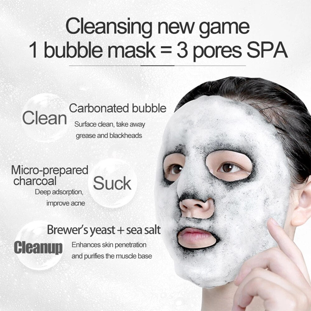 Oxygen Bubble Mask Black Sea Salt facial mask Face Mask Deep cleaning Sheet Mask Facial Remove dirt Blackhead Oil-control