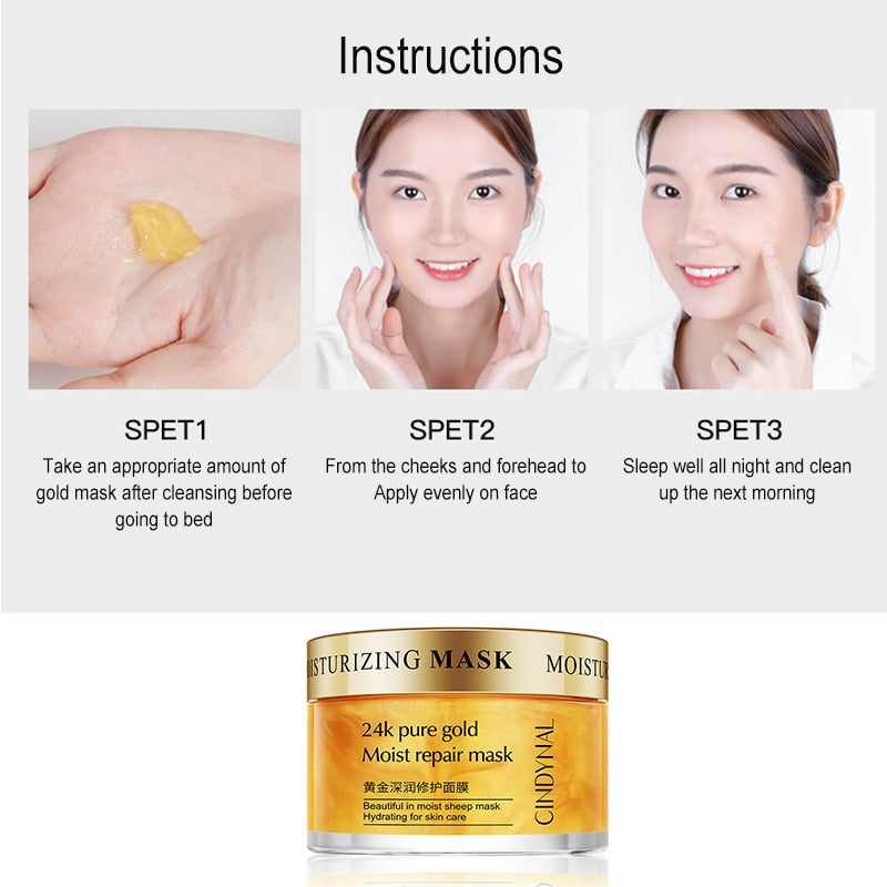 Beyprern 120G 24K Gold Serum Cream Sleeping Mask Collagen Anti-Wrinkle Face Cream Deep Moisturizing Serum Skin Care