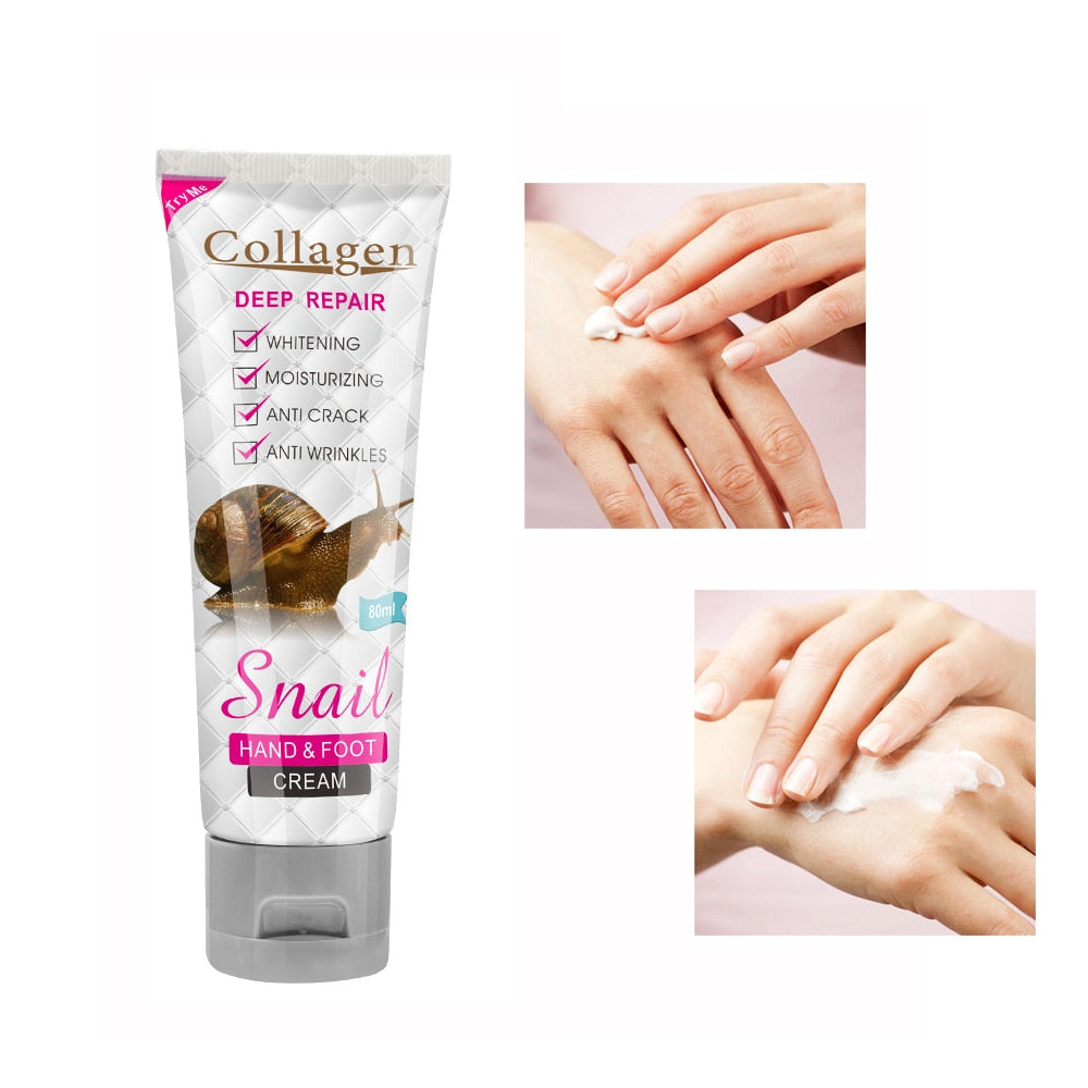 Snail Hand & Foot Cream Moisturizing Repair Cream Anti-Aging Skin Whitening Nourishing Hydrating Hand Cream Hand Foot Care 80ml