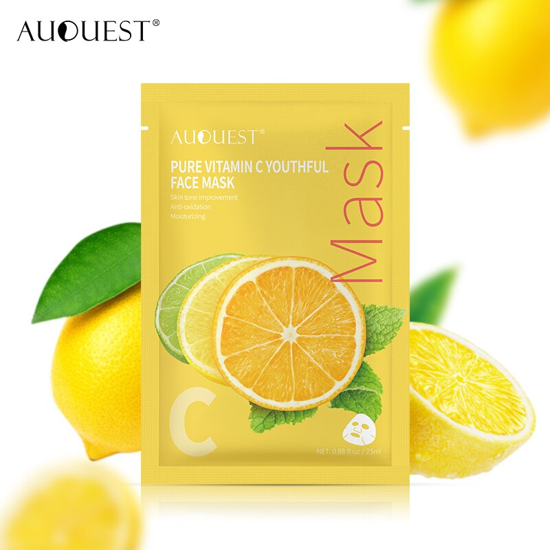 AUQUEST Vitamin C Facial Mask Moisturizing Oil-Control Whitening Peel Face Mask Cosmetics for Face Skin Care for Women