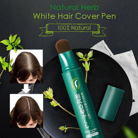 Beyprern 100% Natural Herb White Hair Cover Pen Long-Lasting Black Brown Temporary Hair Dye Cream Mild Fast One-Off Hair Color Pen Newest