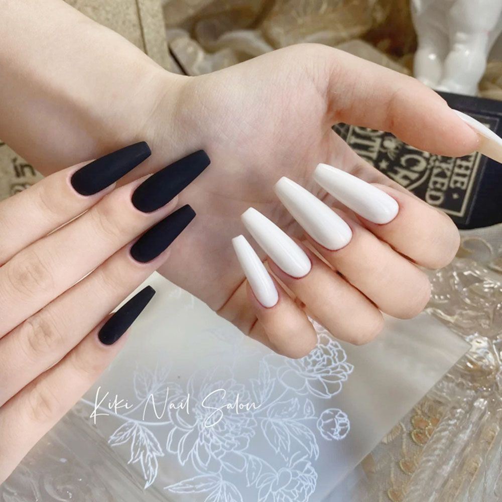 24pcs fake nail with design Biscuit pattern nail art Detachable Coffin False Nails Wearable Ballerina Nails Full Cover Nail Tips