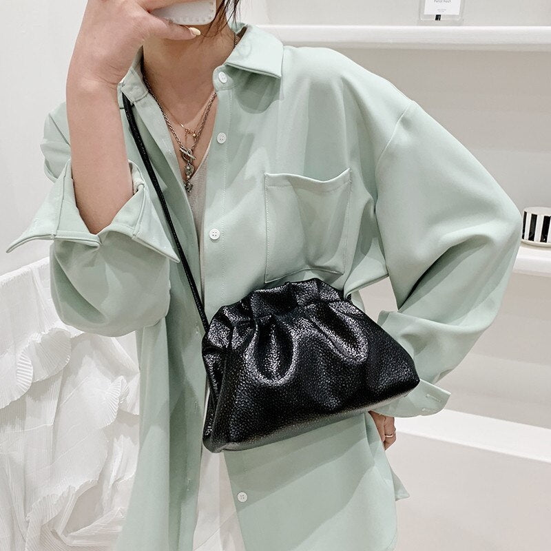 Shoulder Bag Women Pleated Messenger Bag Pu Western Style Handbag Simple and Fashionable Cloud Bag 2021 New Hot Luxury Women Bag
