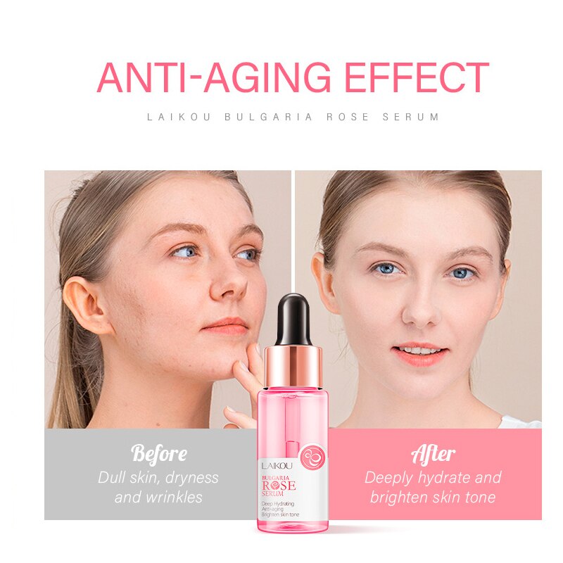 LAIKOU Rose Essence Lifting Firming Brightening Deeply Moisturizing Anti-aging Wrinkle Removal Pore Reduction Rose Serum 17ml