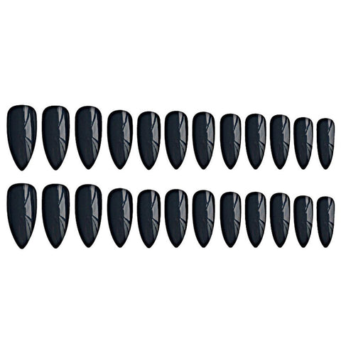 24Pcs Black Extra Long False Nails Stiletto Tips Sharp End Stilettos Fake Nail UV Gel Manicure Easy Apply Artificial Nails Salon